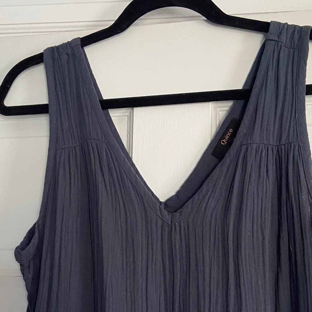 Quince Navy Tiered V-Neck Maxi Dress - Picture 4 of 4